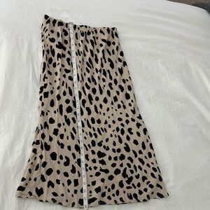 Cream and Black Animal Print Midi Skirt